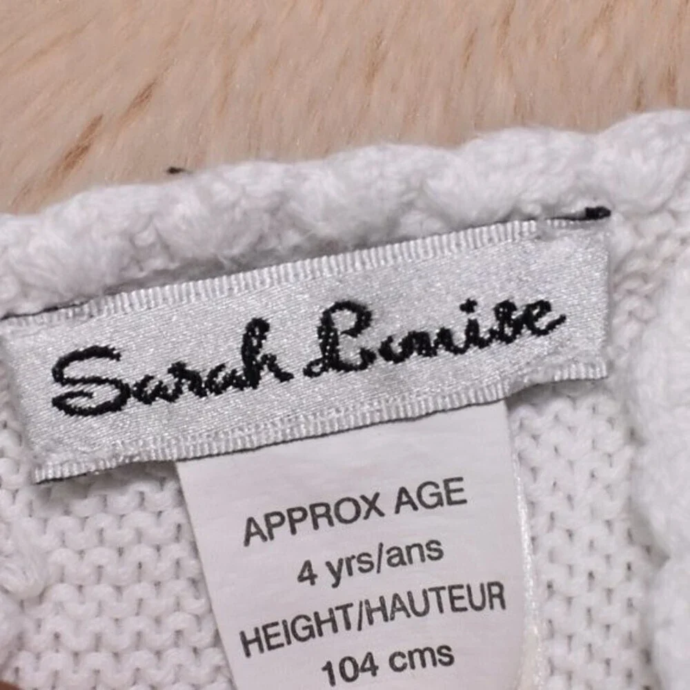 Little Girls Cardigan Sweater White Cotton Knit Cropped